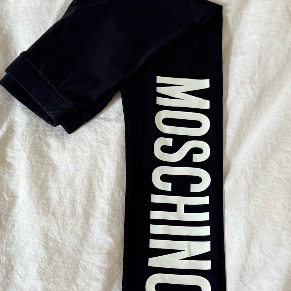 Moschino Kids Black Leggings with White Logo